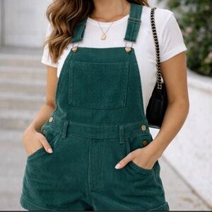 Green Corduroy Women's Overalls